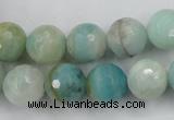 CAM164 15.5 inches 12mm faceted round amazonite gemstone beads