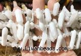 CBBS109 Top drilled 6*20mm - 8*30mm hexahedral prism white moonstone beads