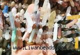 CBBS116 Top drilled 6*20mm - 8*30mm hexahedral prism colorful gemstone beads