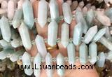 CBBS121 Top drilled 6*20mm - 11*35mm hexahedral prism amazonite beads