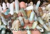 CBBS122 Top drilled 6*20mm - 11*35mm hexahedral prism colorful amazonite beads