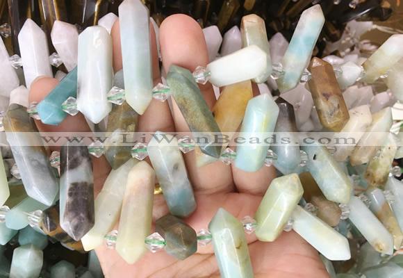 CBBS122 Top drilled 6*20mm - 11*35mm hexahedral prism colorful amazonite beads
