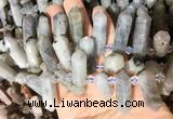 CBBS127 Top drilled 6*20mm - 11*35mm hexahedral prism labradorite beads