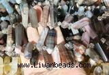 CBBS128 Top drilled 6*20mm - 11*35mm hexahedral prism wooden jasper beads