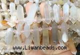 CBBS129 Top drilled 6*20mm - 11*35mm hexahedral prism sakura agate beads