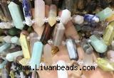 CBBS130 Top drilled 6*20mm - 11*35mm hexahedral prism colorful gemstone beads