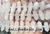 CBBS132 Centre drilled 6*20mm - 11*35mm hexahedral prism rose quartz beads