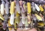 CBBS137 Centre drilled 6*20mm - 11*35mm hexahedral prism mookaite beads