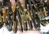 CBBS138 Centre drilled 6*20mm - 11*35mm hexahedral prism yellow tiger eye beads