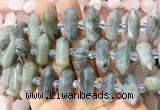 CBBS142 Centre drilled 6*20mm - 11*35mm hexahedral prism labradorite beads