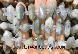 CBBS150 Centre drilled 8*20mm - 14*30mm hexahedral prism labradorite beads