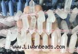CBBS164 Top drilled 8*28mm - 9*30mm hexahedral prism rose quartz beads