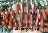 CBBS172 Top drilled 8*28mm - 9*30mm hexahedral prism red jasper beads