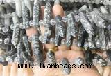 CBBS177 Top drilled 8*28mm - 9*30mm hexahedral prism black net jasper beads