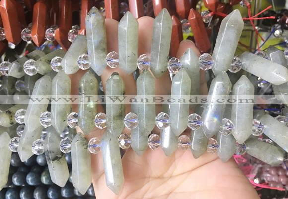 CBBS179 Top drilled 8*28mm - 9*30mm hexahedral prism labradorite beads