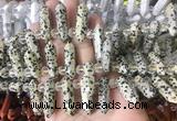 CBBS181 Top drilled 8*28mm - 9*30mm hexahedral prism dalmatian jasper beads