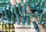 CBBS183 Top drilled 8*28mm - 9*30mm hexahedral prism moss agate beads