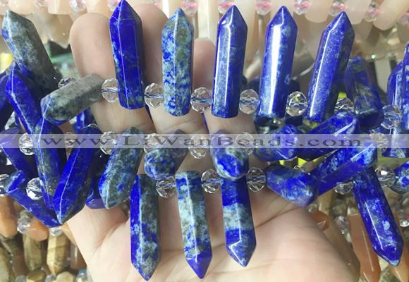 CBBS189 Top drilled 8*28mm - 9*30mm hexahedral prism lapis lazuli beads