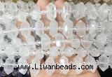 CBBS191 Centre drilled 7*16mm - 11*25mm hexahedral prism white crystal beads wholesale