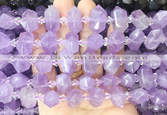 CBBS195 Centre drilled 7*16mm - 11*25mm hexahedral prism lavender amethyst beads wholesale
