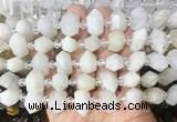 CBBS199 Centre drilled 7*16mm - 11*25mm hexahedral prism moonstone beads wholesale