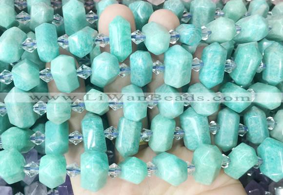 CBBS203 Centre drilled 7*16mm - 11*25mm hexahedral prism amazonite beads wholesale