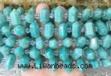 CBBS204 Centre drilled 7*16mm - 11*25mm hexahedral prism amazonite beads wholesale