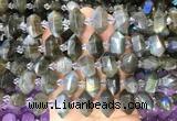 CBBS205 Centre drilled 7*16mm - 11*25mm hexahedral prism labradorite beads wholesale