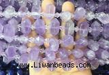 CBBS211 Top drilled 7*16mm - 11*25mm hexahedral prism lavender amethyst beads wholesale