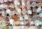 CBBS213 Top drilled 7*16mm - 11*25mm hexahedral prism red gum flower crystal beads