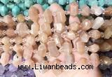 CBBS214 Top drilled 7*16mm - 11*25mm hexahedral prism sunstone beads wholesale