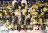 CBBS217 Top drilled 7*16mm - 11*25mm hexahedral prism yellow tiger eye beads wholesale
