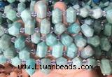 CBBS219 Top drilled 7*16mm - 11*25mm hexahedral prism amazonite beads wholesale