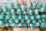 CBBS220 Top drilled 7*16mm - 11*25mm hexahedral prism amazonite beads wholesale