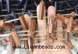 CBBS94 15 inches 8*30mm - 8*32mm hexahedral prism gold sandstone beads