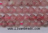 CBQ606 15.5 inches 6mm round natural strawberry quartz beads
