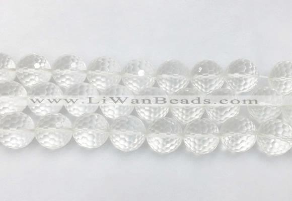 CCBS08 15 inches 16mm faceted round white crystal beads wholesale