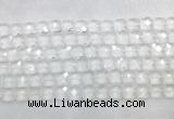 CCBS15 15 inches 12mm faceted square white crystal beads wholesale