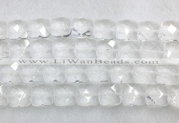 CCBS17 15 inches 16mm faceted square white crystal beads wholesale