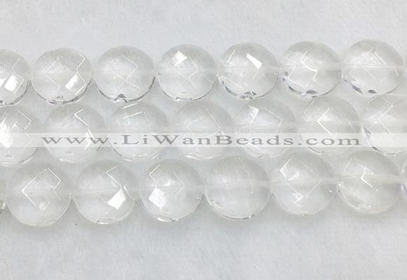 CCBS25 15 inches 20mm faceted coin white crystal beads wholesale
