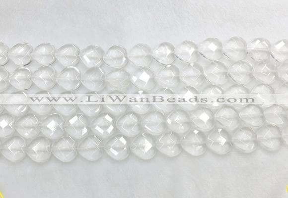CCBS27 15 inches 12mm faceted heart white crystal beads wholesale