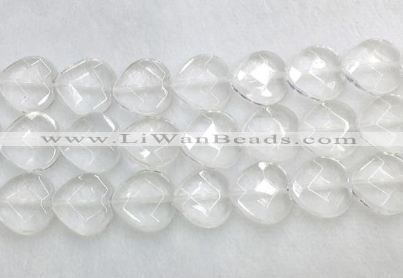 CCBS30 15 inches 18mm faceted heart white crystal beads wholesale