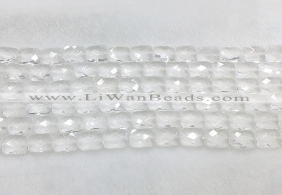 CCBS33 15 inches 8*12mm faceted rectangle white crystal beads wholesale