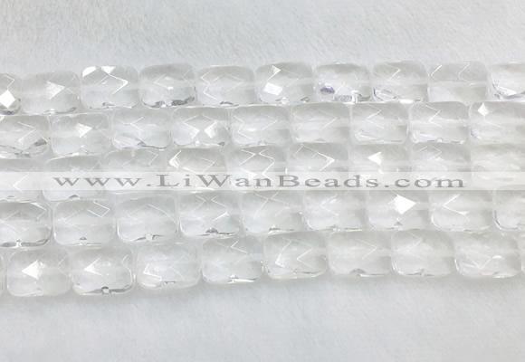 CCBS35 15 inches 12*16mm faceted rectangle white crystal beads wholesale