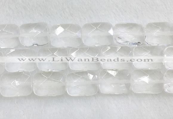 CCBS37 15 inches 15*20mm faceted rectangle white crystal beads wholesale