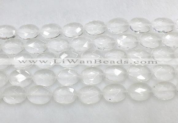 CCBS41 15 inches 12*16mm faceted oval white crystal beads wholesale