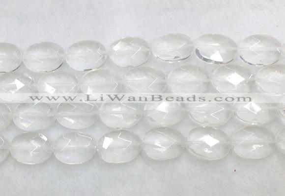 CCBS42 15 inches 13*18mm faceted oval white crystal beads wholesale