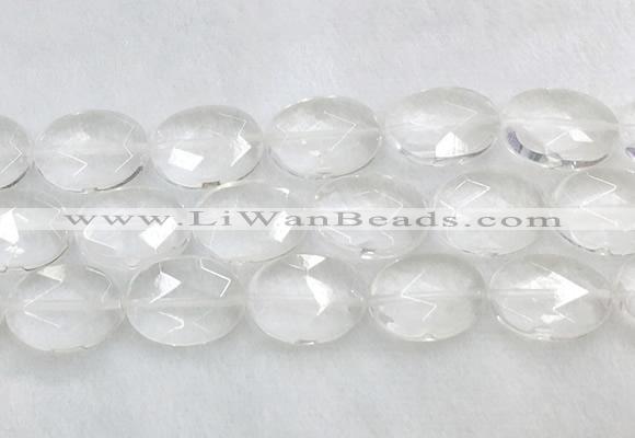 CCBS43 15 inches 15*20mm faceted oval white crystal beads wholesale