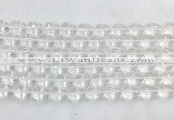 CCBS45 15 inches 8*12mm faceted teardrop white crystal beads wholesale