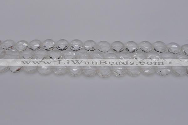CCC502 15.5 inches 8mm faceted coin natural white crystal beads